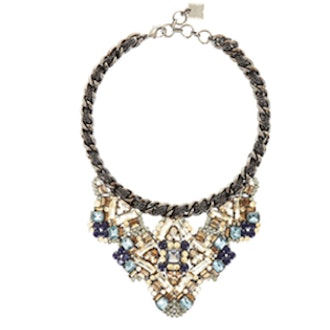 Woven Chain Stone Statement Necklace