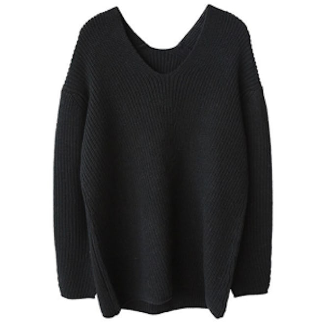 Black Oversized V Neck Sweater