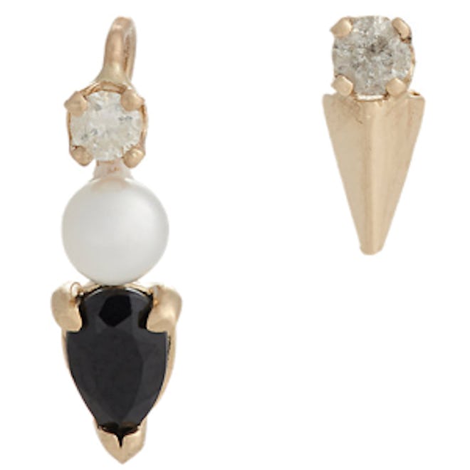 Multi Gemstone, Gold Pin & Stud Earring Set