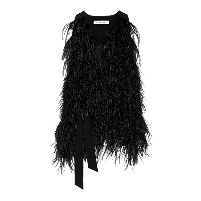 Xiomara Feather-Embellished Crepe Vest