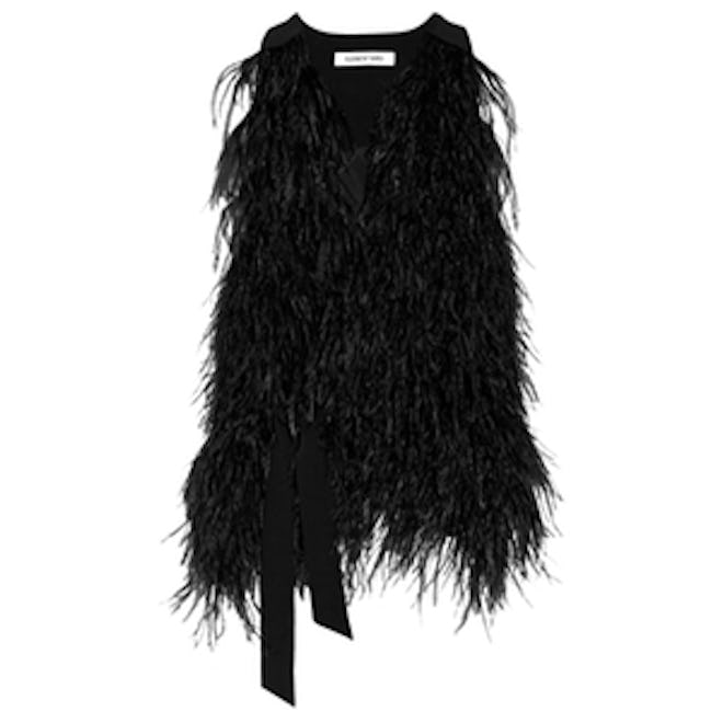 Xiomara Feather-Embellished Crepe Vest