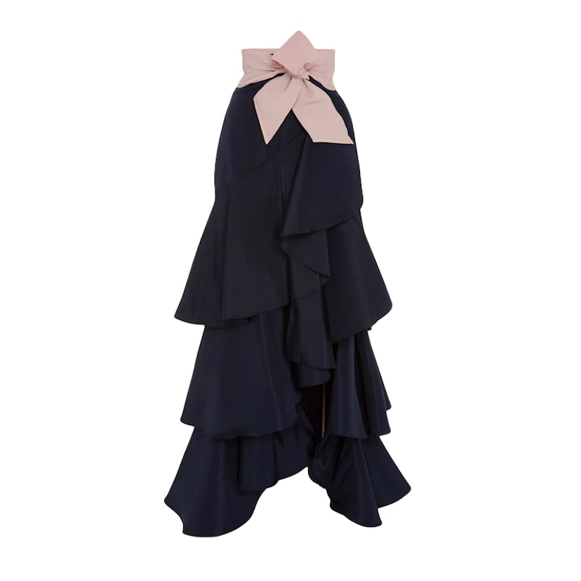 Black Silk Ruffled Midnight Skirt
