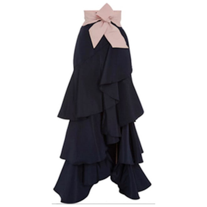 Black Silk Ruffled Midnight Skirt