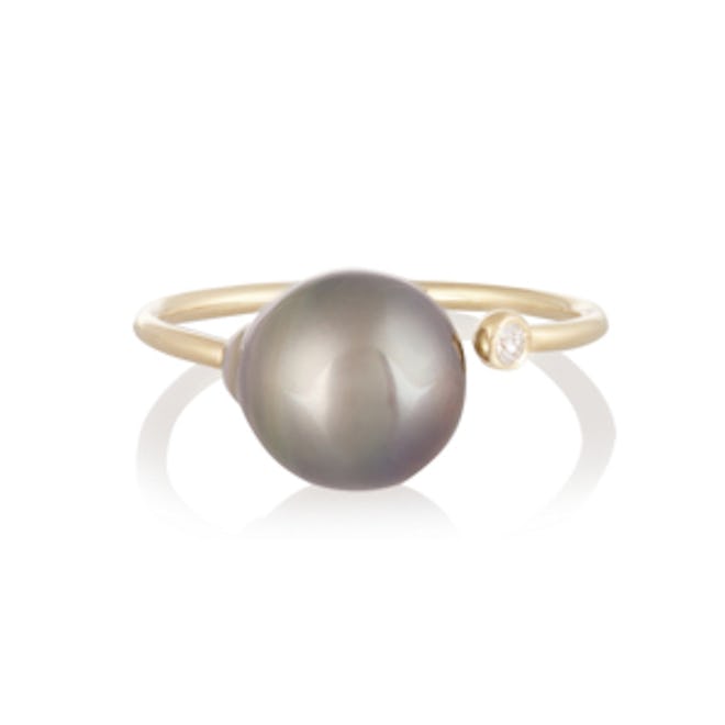 14-Karat Gold Pearl and Diamond Ring