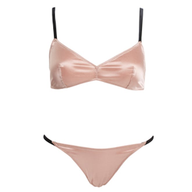 Dusty Rose Satin Bra and Panty Set