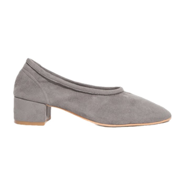 Grey Suede Slip on Heels