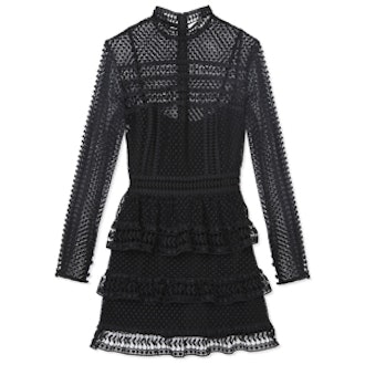 Black Lace Paneled Mini Dress