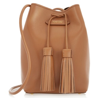Textured-leather Bucket Bag