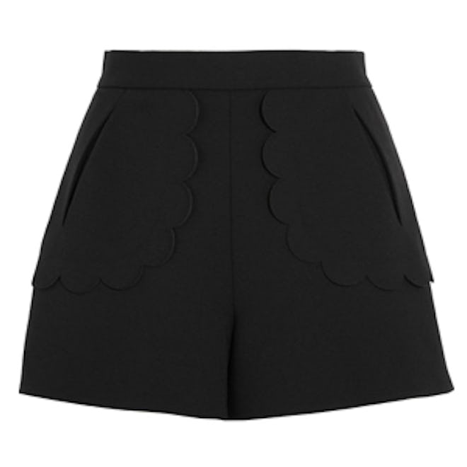 Scalloped Stretch-Crepe Shorts