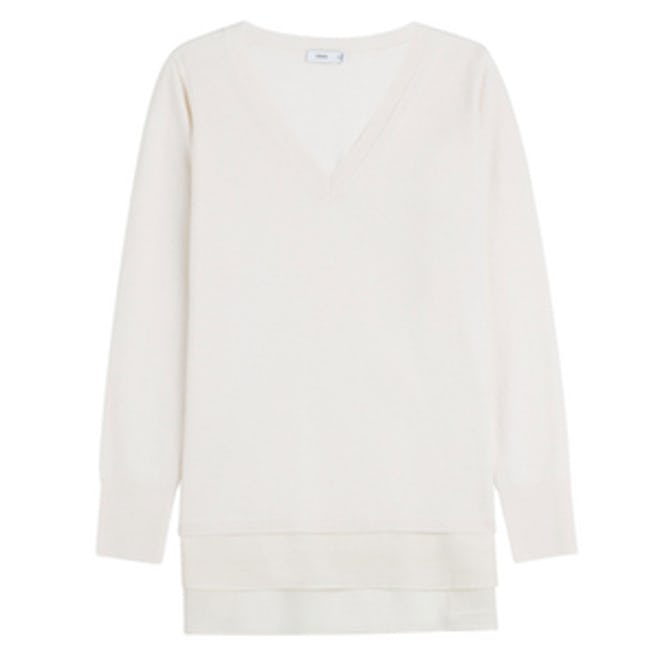 Wool-Cashmere Pullover with Asymmetic Hem