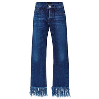 Cropped Jeans with Frayed Hems