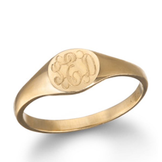 Rose Gold Mini Signet Monogram Ring