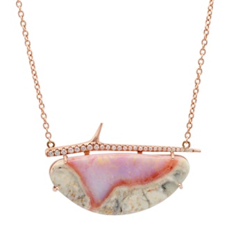 Rose Gold Diamond & Pink Opal Thorn Necklace