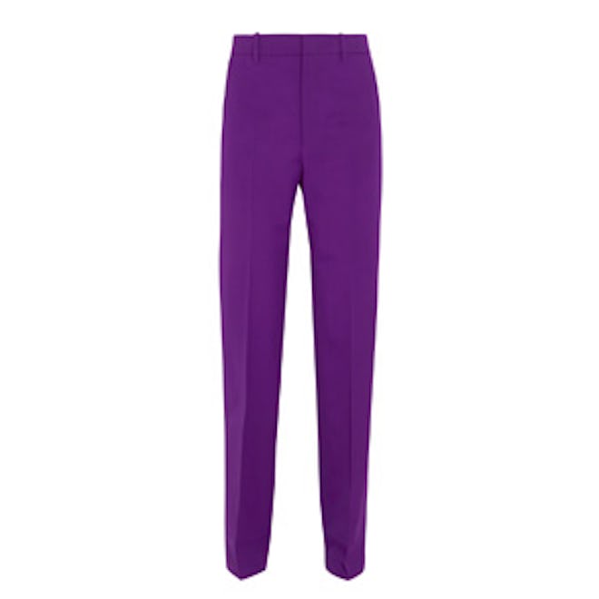 Stretch Wool And Silk Blend Straight Leg Pants