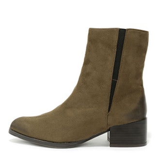 Khaki Pointed Mid-Calf Boots
