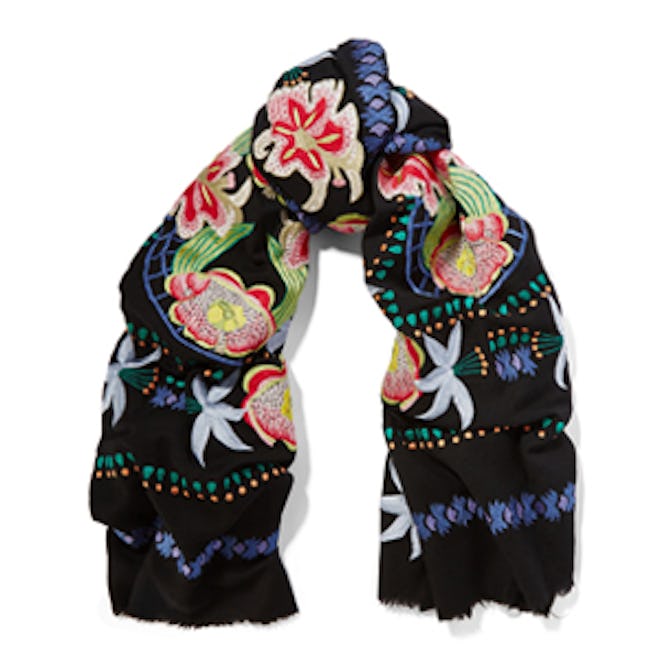 Carmelina Embroidered Wool Scarf