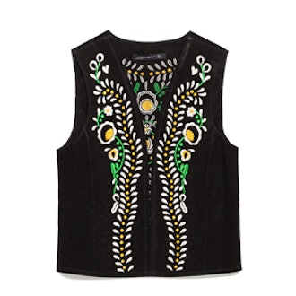 Embroidered Leather Waistcoat