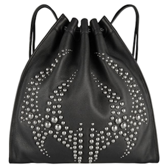 Studded Textured Leather Backpack