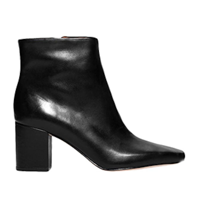Square Toe Leather Ankle Boots