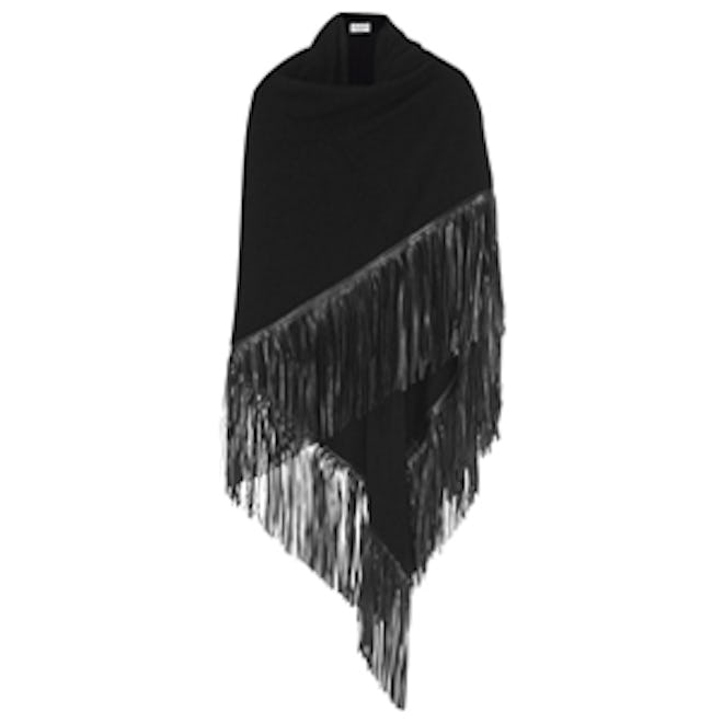 Fringed Leather and Cashmere Wrap