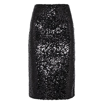 Poliio Sequined Satin-Jersey Pencil Skirt