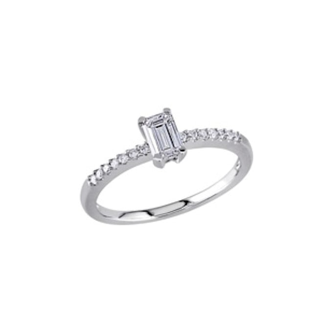 Emerald & Pavé Diamond Engagement Ring