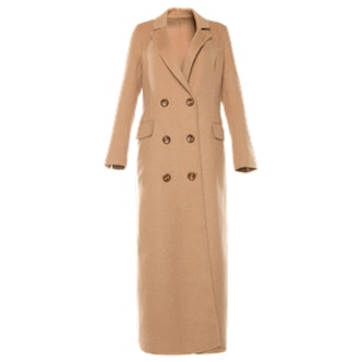 Camel Double Breasted Longline Coat