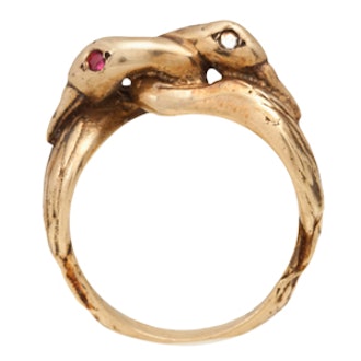 Yellow Gold Double Swan Ring