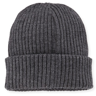 Ribbed Wool Beanie Hat