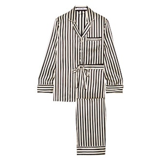 Lila Striped Silk-Satin Pajama Set