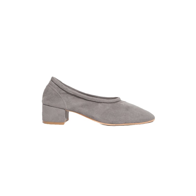 Grey Suede Slip on Heels