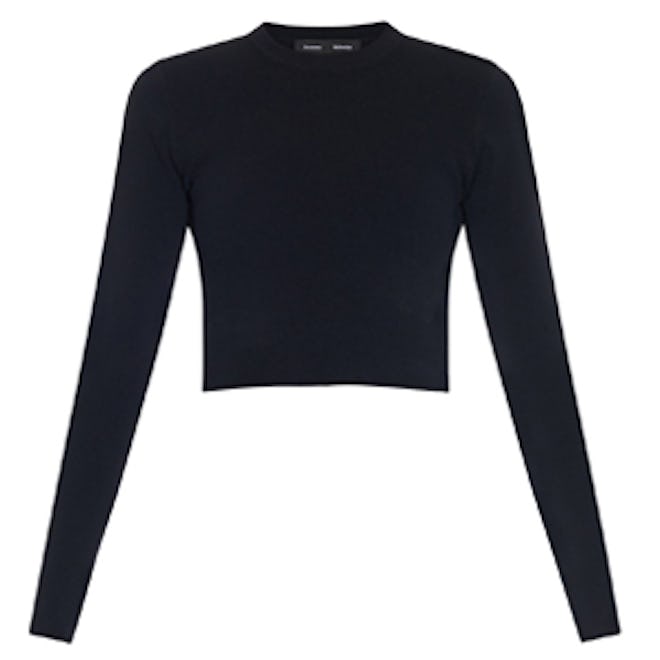 Long-Sleeved Cropped Knit Top