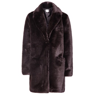 Alba Faux Fur Coat in Deep Bourdeaux