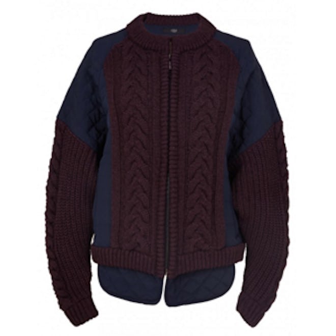 Silk Combo Cable-Knit Bomber