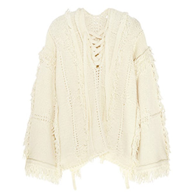 Oversized Fringed Knitted Sweater