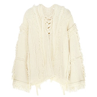 Oversized Fringed Knitted Sweater