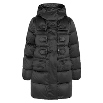 Leather-Trimmed Quilted Shell Down Duffle Coat