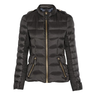 Leather-Trimmed Quilted Shell Down Jacket