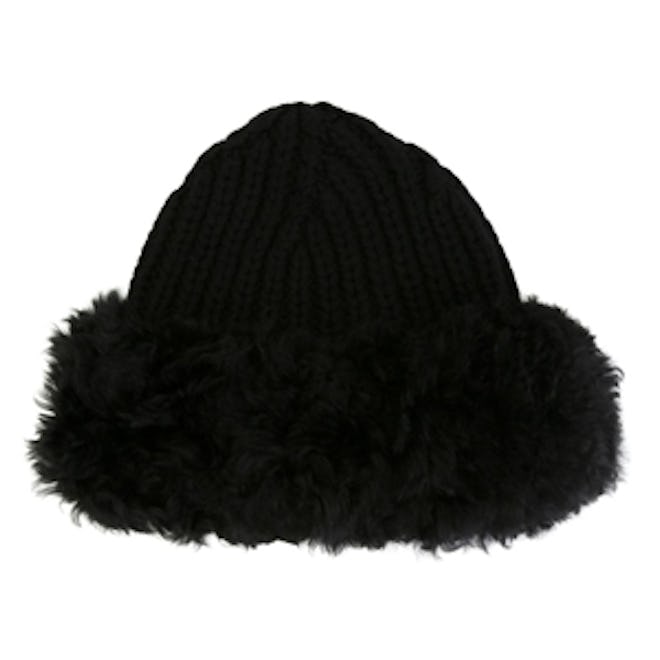 Fur Trim Ribbed Hat