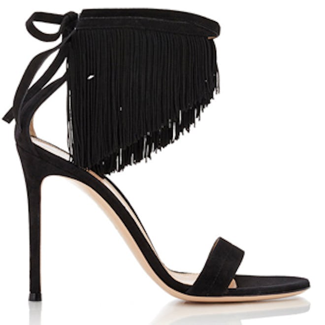 Fringed Ankle-Tie Sandals