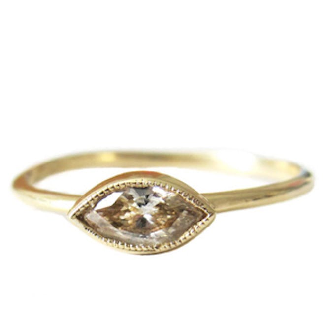 Gold & Champagne Diamond Marquis Ring