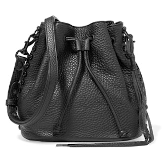 Studded Pebbled-Leather Bucket Bag