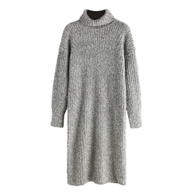 Turtleneck Grey Long Sweater Dress