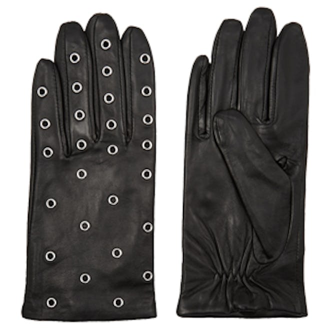 Anael Eyelet-Embellished Leather Gloves