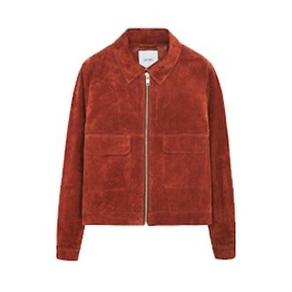 Flap-Pocket Suede Jacket