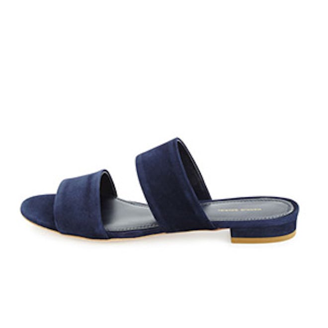Suede Two-Band Flat Slide Sandal