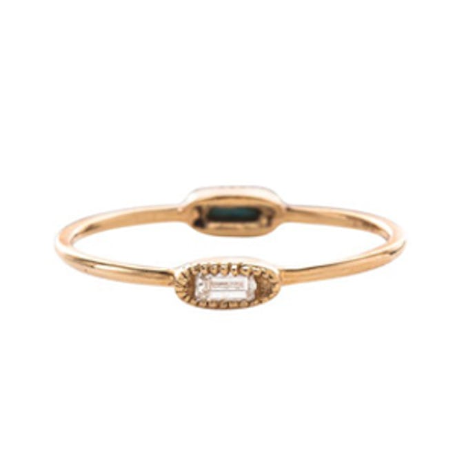 Yellow Gold Double Oblong Diamond Ring