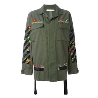 Floral Embroidered Cargo Jacket