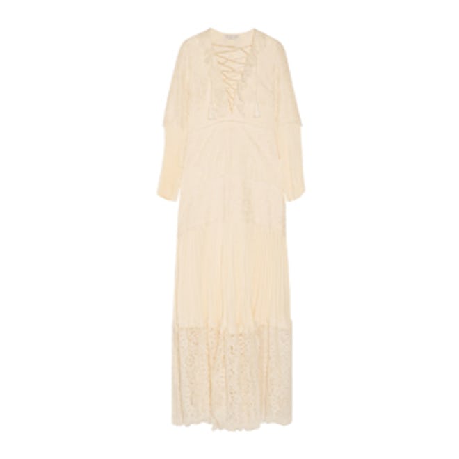 Annie Cotton-Blend Lace And Silk Crepe De Chine Maxi Dress