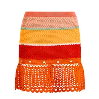 Crochet Stripe Flared Skirt